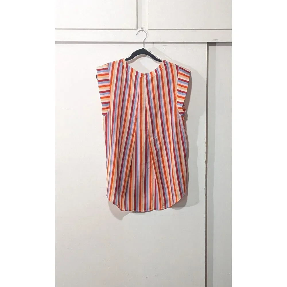 Striped Semi-Sheer Blouse - Lily White sz. Large